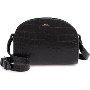 APC Demi Lune Mini Leather Crossbody Croc